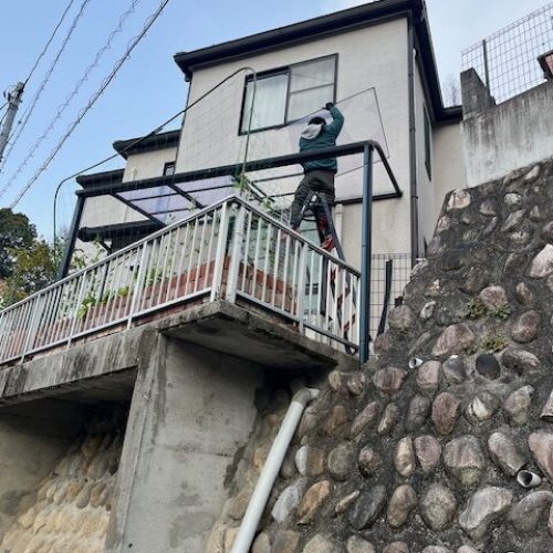 M邸テラス施工中１