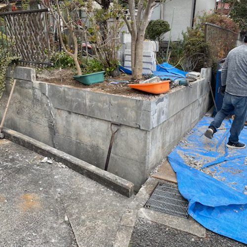 N邸CB塀施工中②-1